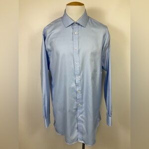 JOSEPH ABOUD Men's Light Blue Dress Shirt Wrinkle Resistant, sz 18 36/37
